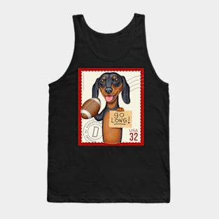 Funny dachshund with football ready to go long Tank Top